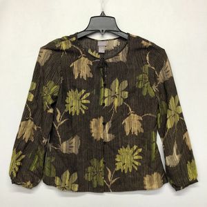 Sigrid Olsen Women Blouse Top Button Shirt Size Small Wool Silk Floral B243 -13